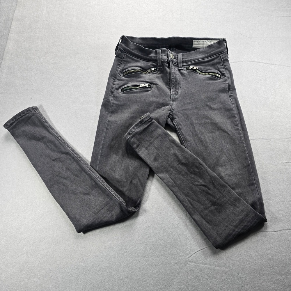 Rag & Bone Jean Kids Seattle Grey Moto Zipper Skinny Jeans Size 27 W1522I769SEA